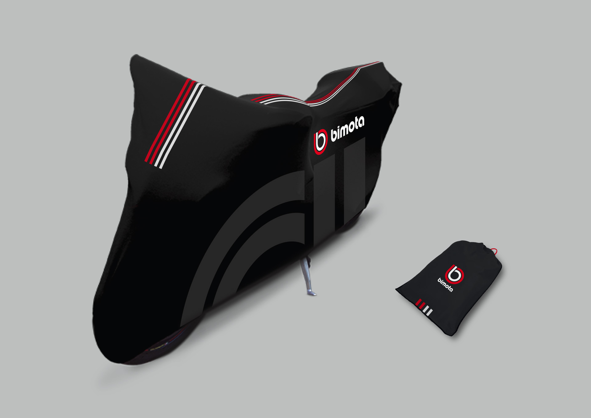 A visualisation of an example of the Bimota branded merchandise, a motorcycle cover.