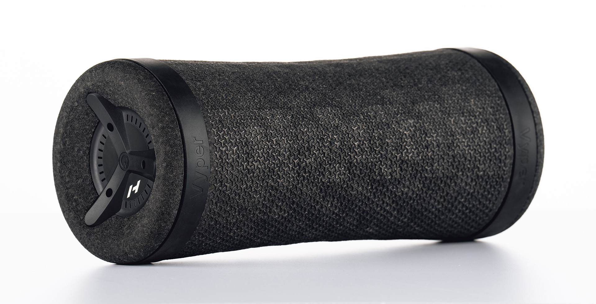 Photo of the Hyperice Vyper Go, portable massage foam roller with gradual surface texture design for various massage intensity.