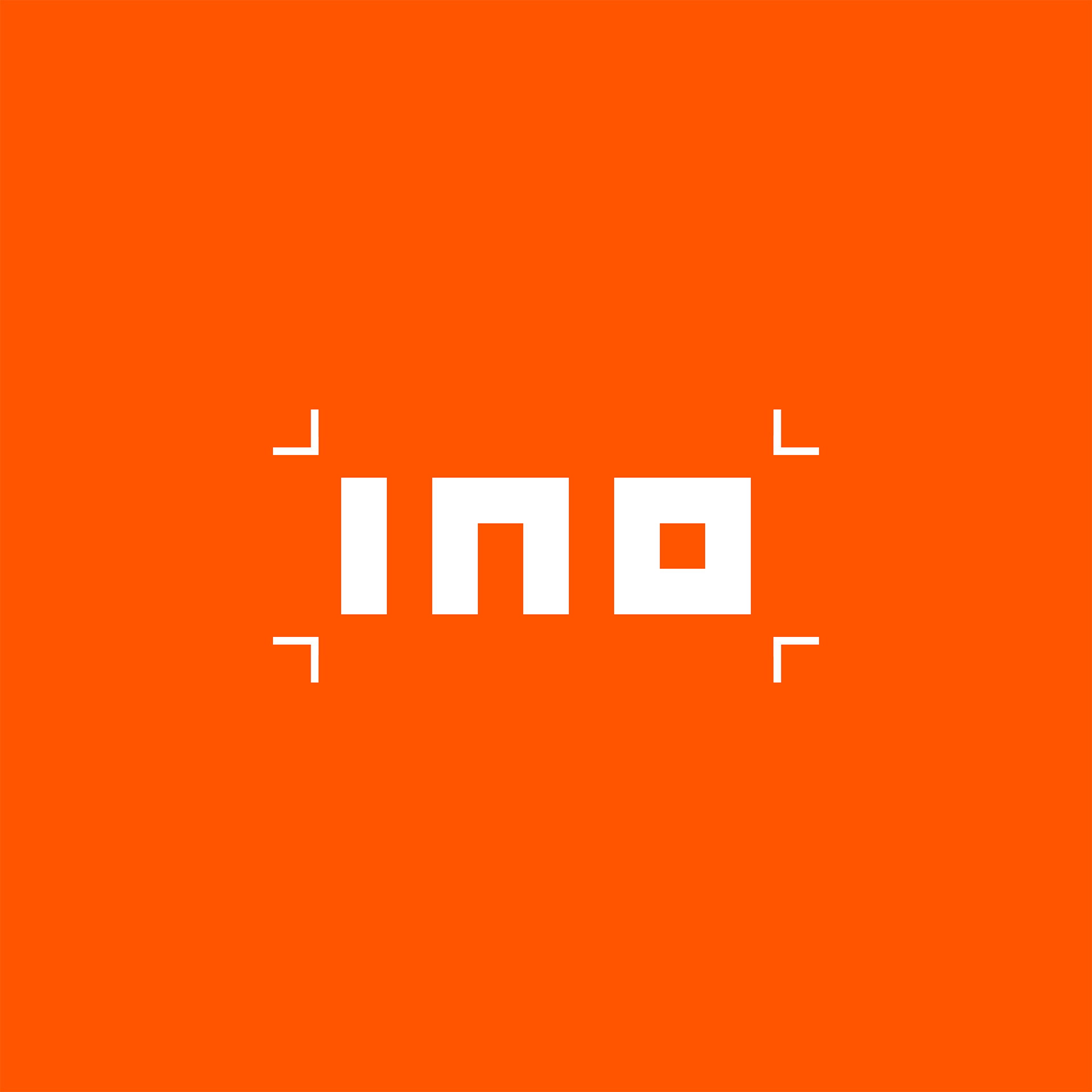 The INO principal logo in white graphics on orange background.