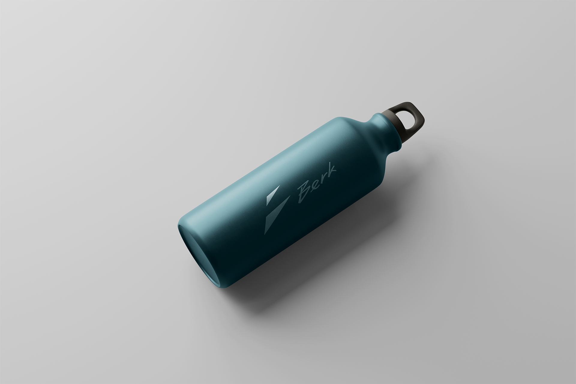 Matte teal sports bottle featuring the Berk Composites logo, placed horizontally on a neutral background. The sleek and minimal design aligns with the brand’s lightweight performance philosophy, while the angular logo reinforces the sharp, dynamic identity introduced in the brand’s redesign.