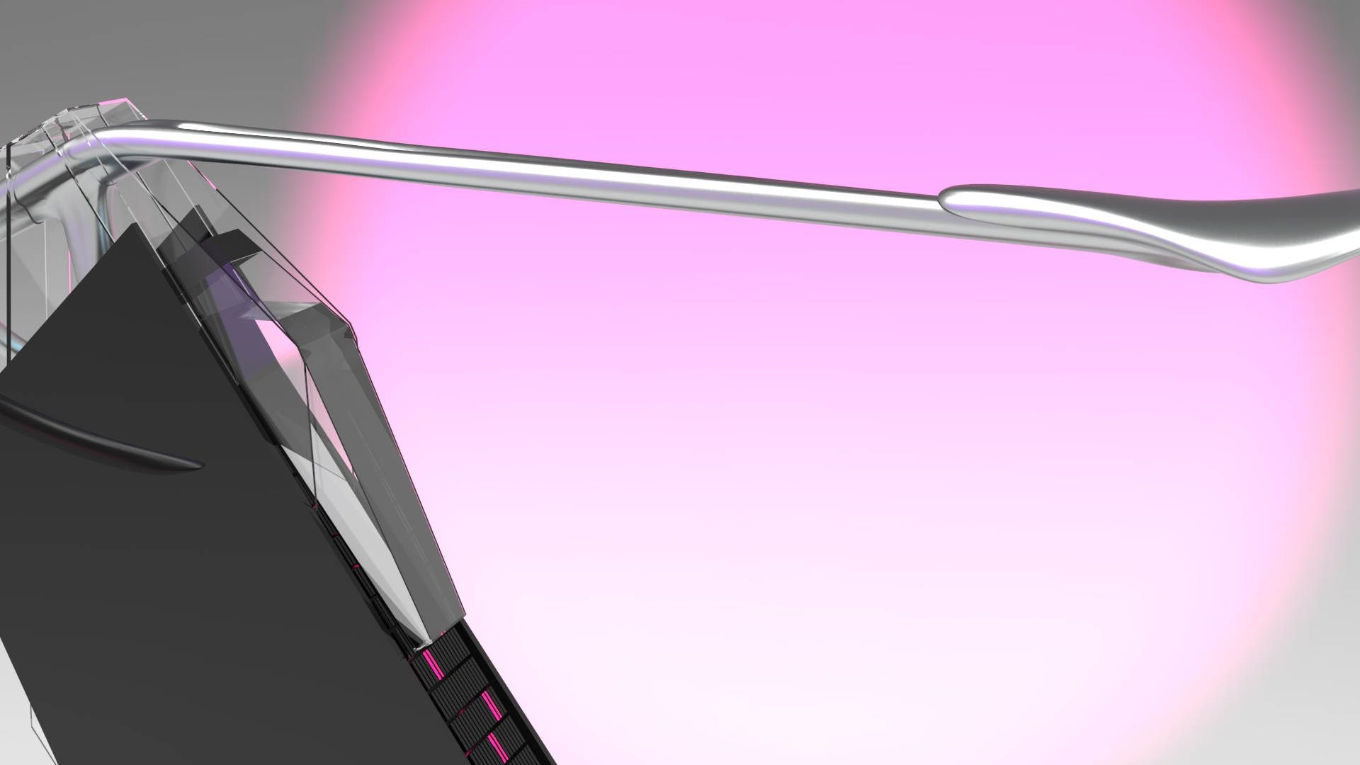 Close-up of a attached water botttle integrated into the body of a futuristic indoor bike.